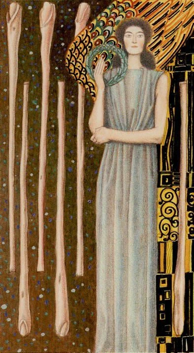 Six of Wands card from the Klimt Tarot deck by A. A. Atanassov