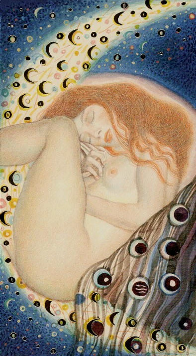The Moon card from the Klimt Tarot deck by A. A. Atanassov