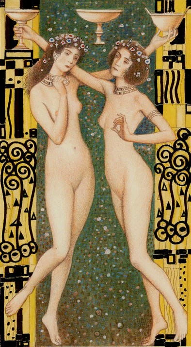 Three of Cups card from the Klimt Tarot deck by A. A. Atanassov