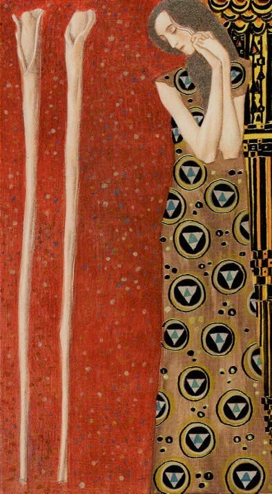 Two of Wands card from the Klimt Tarot deck by A. A. Atanassov