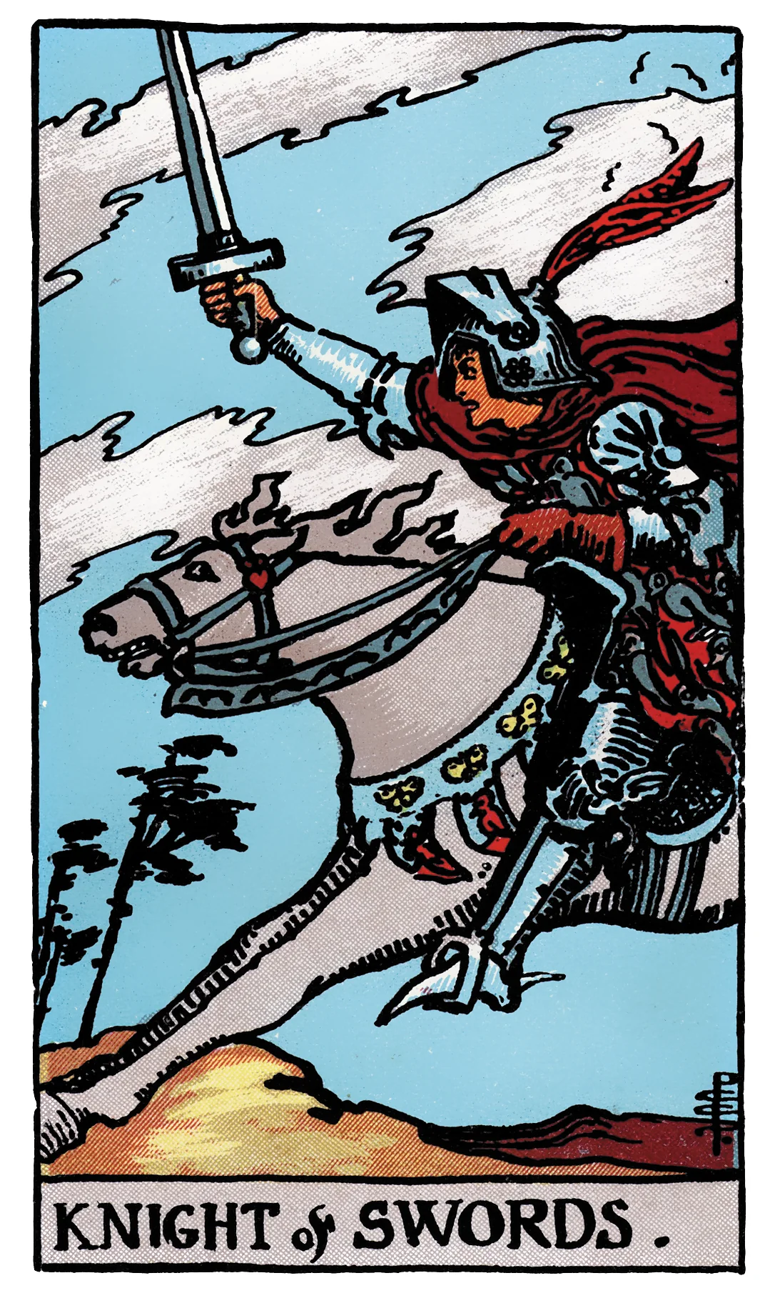 Knight of Swords — Rider-Waite-Smith Tarot by Rider Knight of Swords card from the Rider-Waite-Smith Tarot deck by Rider