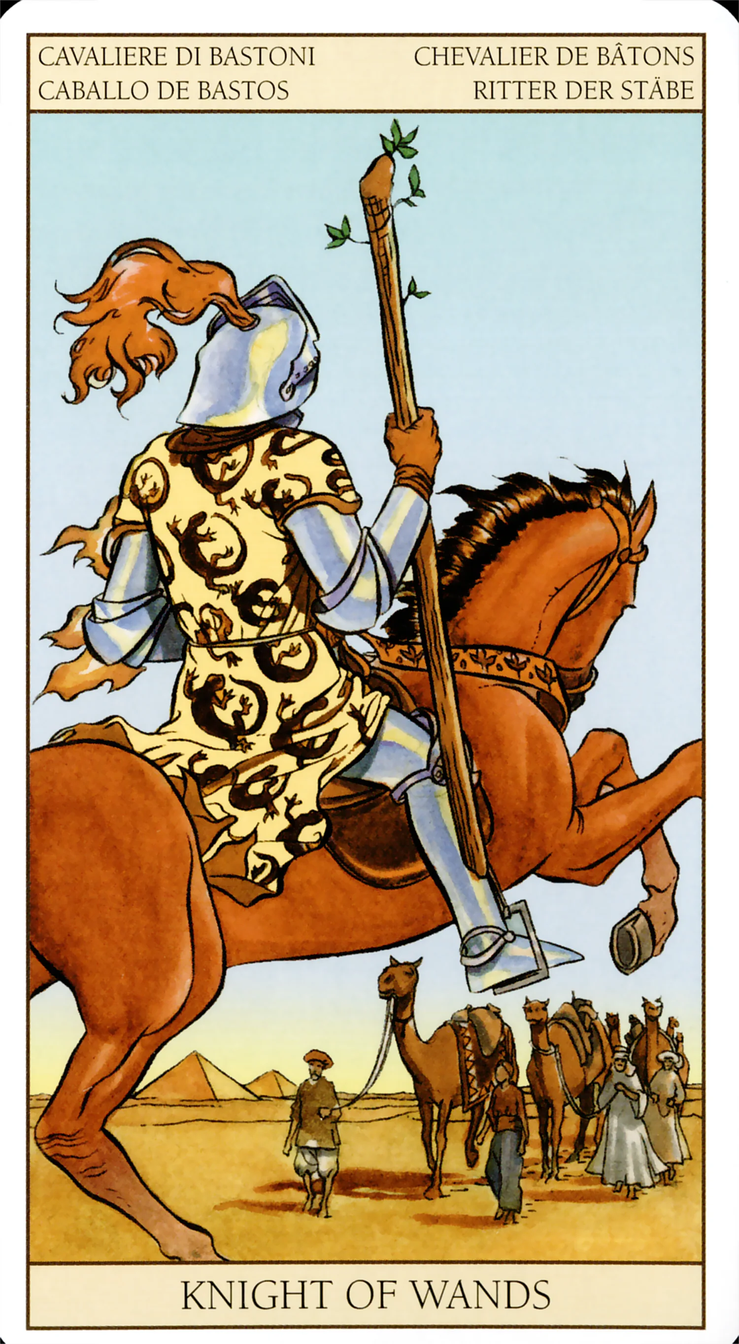 Knight of Wands card from the Tarot of the New Vision deck by Lo Scarabeo