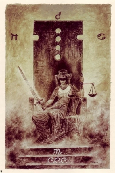 Justice from The Labyrinth Tarot by Luis Royo
