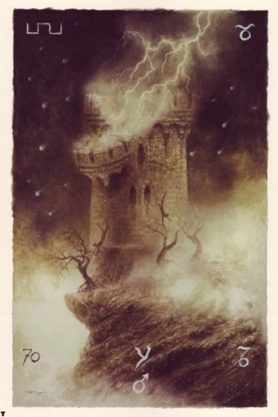The Tower from The Labyrinth Tarot by Luis Royo