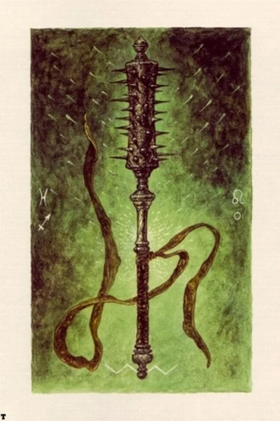 Ace of Wands from The Labyrinth Tarot by Luis Royo