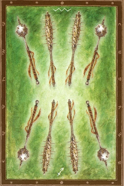 8 of Wands from The Labyrinth Tarot by Luis Royo