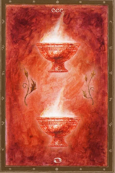 2 of Cups from The Labyrinth Tarot by Luis Royo