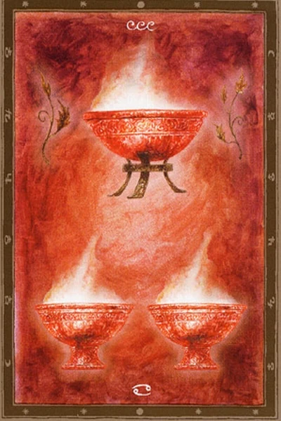 3 of Cups from The Labyrinth Tarot by Luis Royo