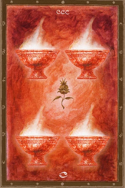 4 of Cups from The Labyrinth Tarot by Luis Royo