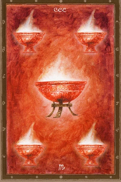 5 of Cups from The Labyrinth Tarot by Luis Royo