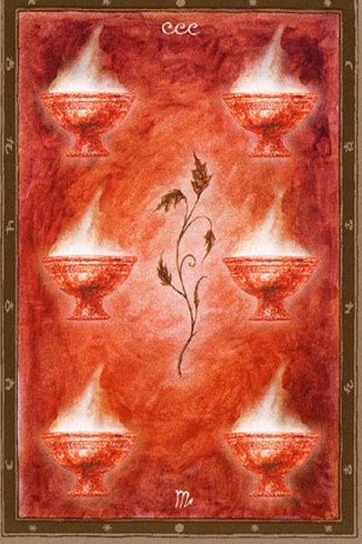 6 of Cups from The Labyrinth Tarot by Luis Royo