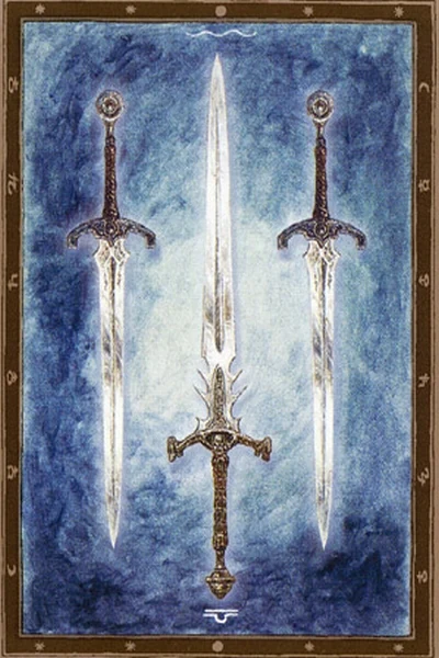 3 of Spades from The Labyrinth Tarot by Luis Royo