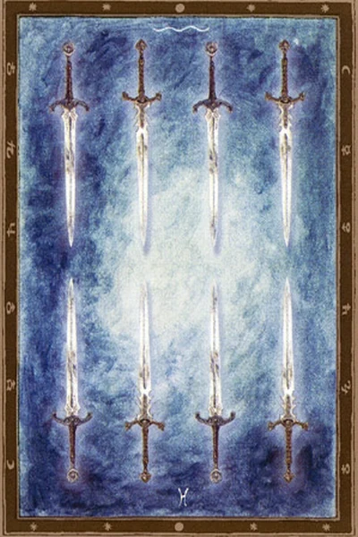 8 of Spades from The Labyrinth Tarot by Luis Royo