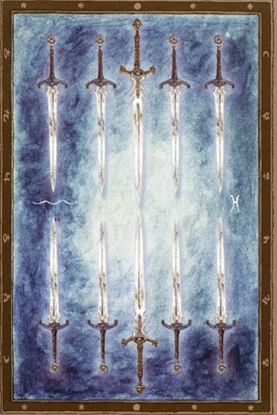 10 of Spades from The Labyrinth Tarot by Luis Royo