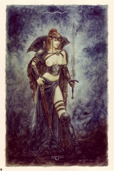 Page of Spades from The Labyrinth Tarot by Luis Royo