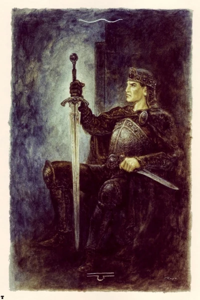 King of Spades from The Labyrinth Tarot by Luis Royo