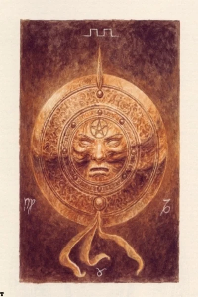 Ace of Pentacles from The Labyrinth Tarot by Luis Royo