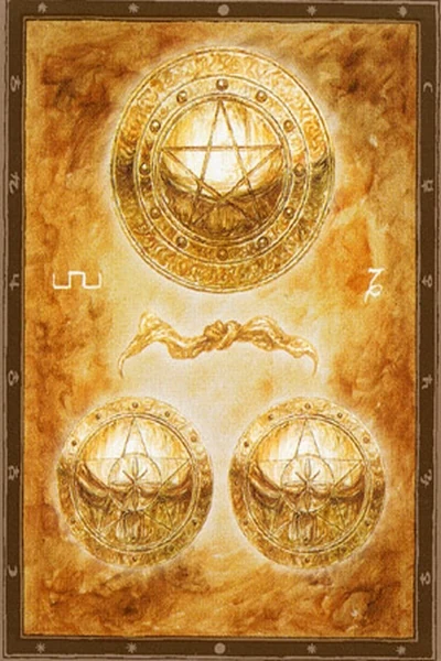 3 of Pentacles from The Labyrinth Tarot by Luis Royo