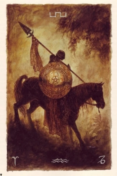 Knight of Pentacles from The Labyrinth Tarot by Luis Royo