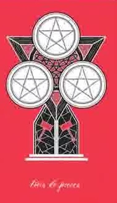 Three of Pentacles card from the Le Tarot Tricolore deck