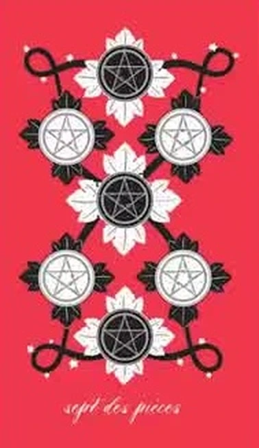 Seven of Pentacles card from the Le Tarot Tricolore deck