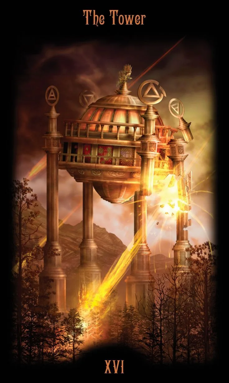 The Tower card from the Legacy of the Divine Tarot deck
