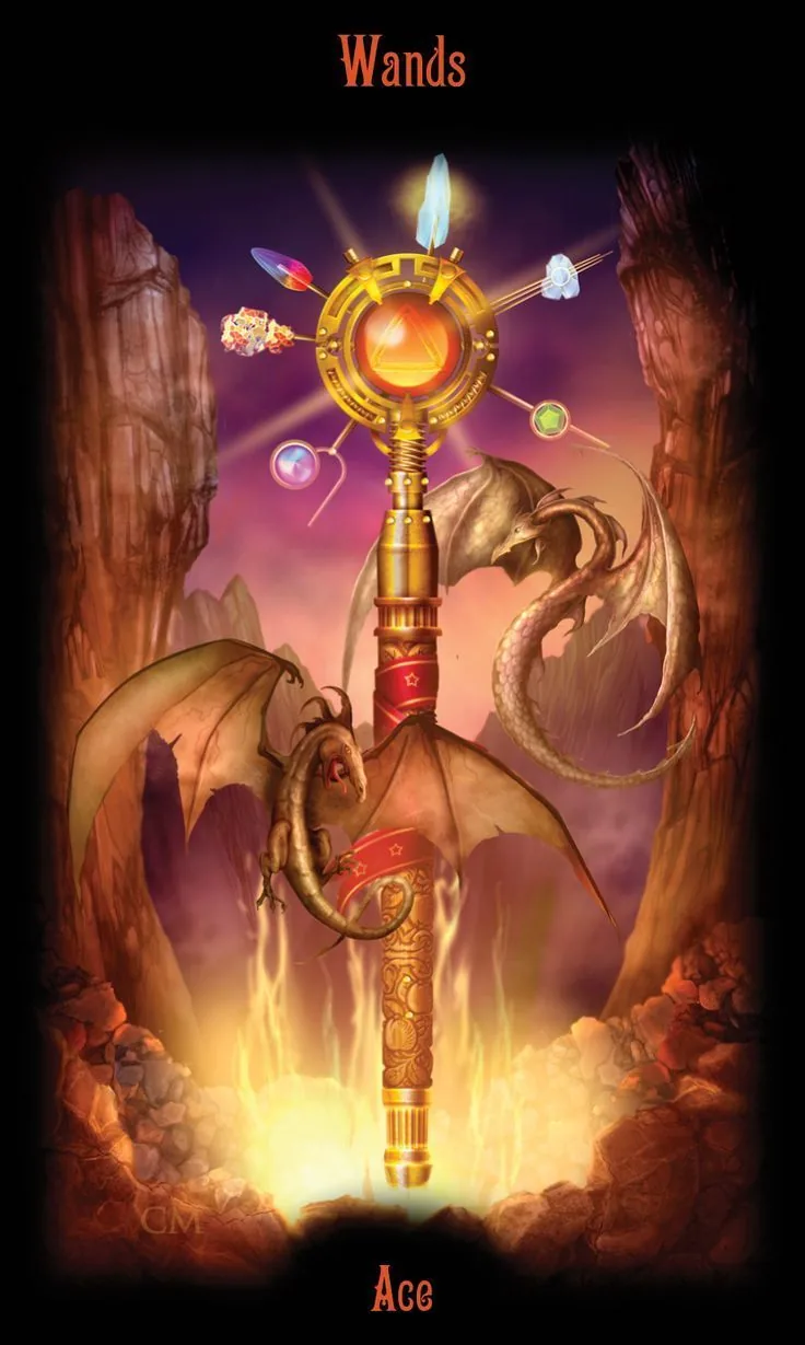 Ace of Wands card from the Legacy of the Divine Tarot deck