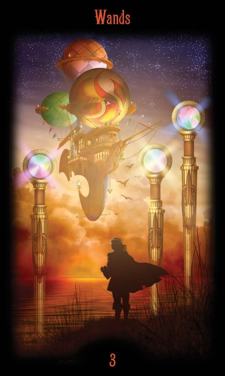 3 of Wands card from the Legacy of the Divine Tarot deck