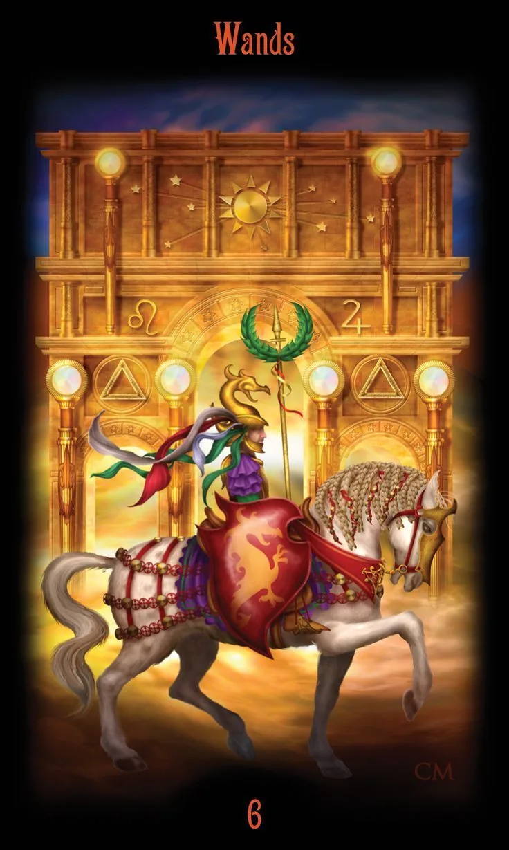 Legacy of The Divine Tarot Review 14 6 of Wands card from the Legacy of the Divine Tarot deck