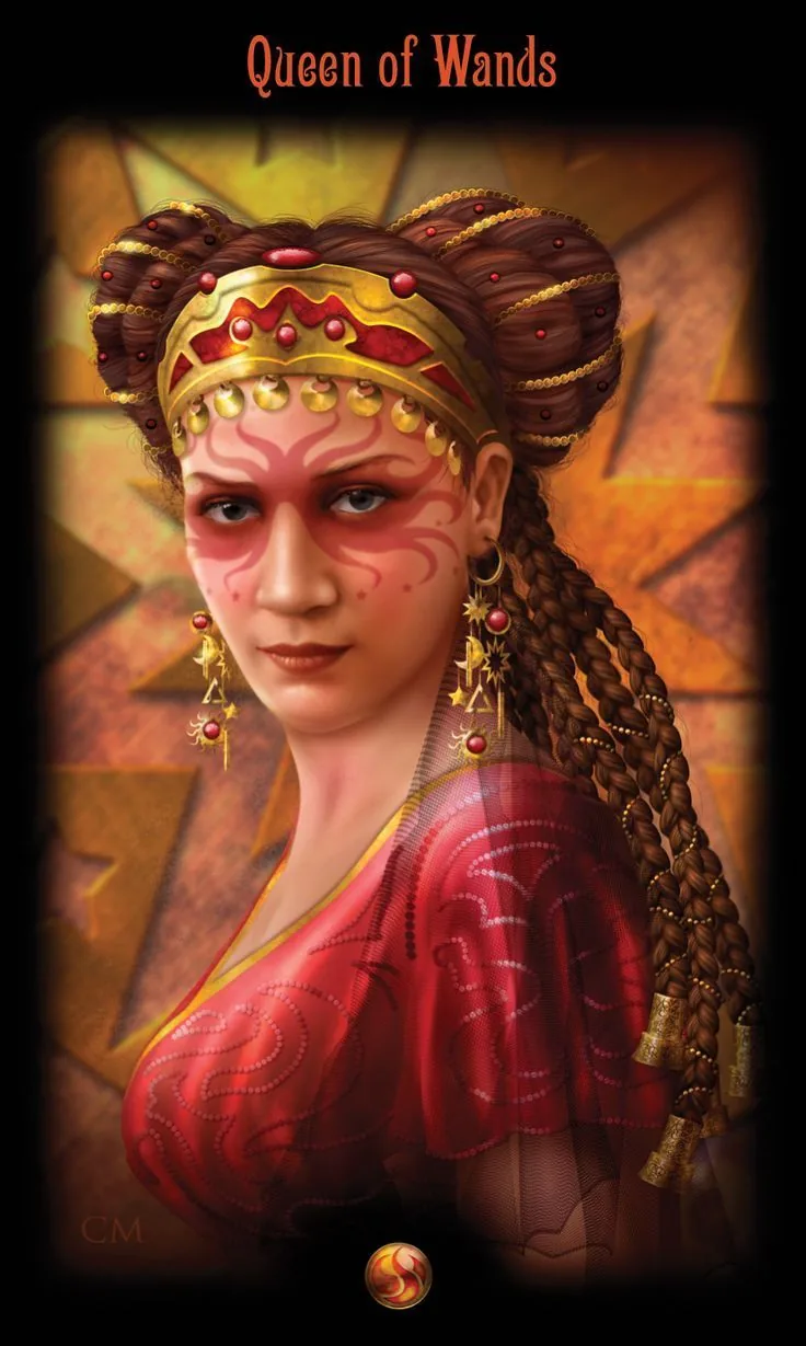 Queen of Wands card from the Legacy of the Divine Tarot deck