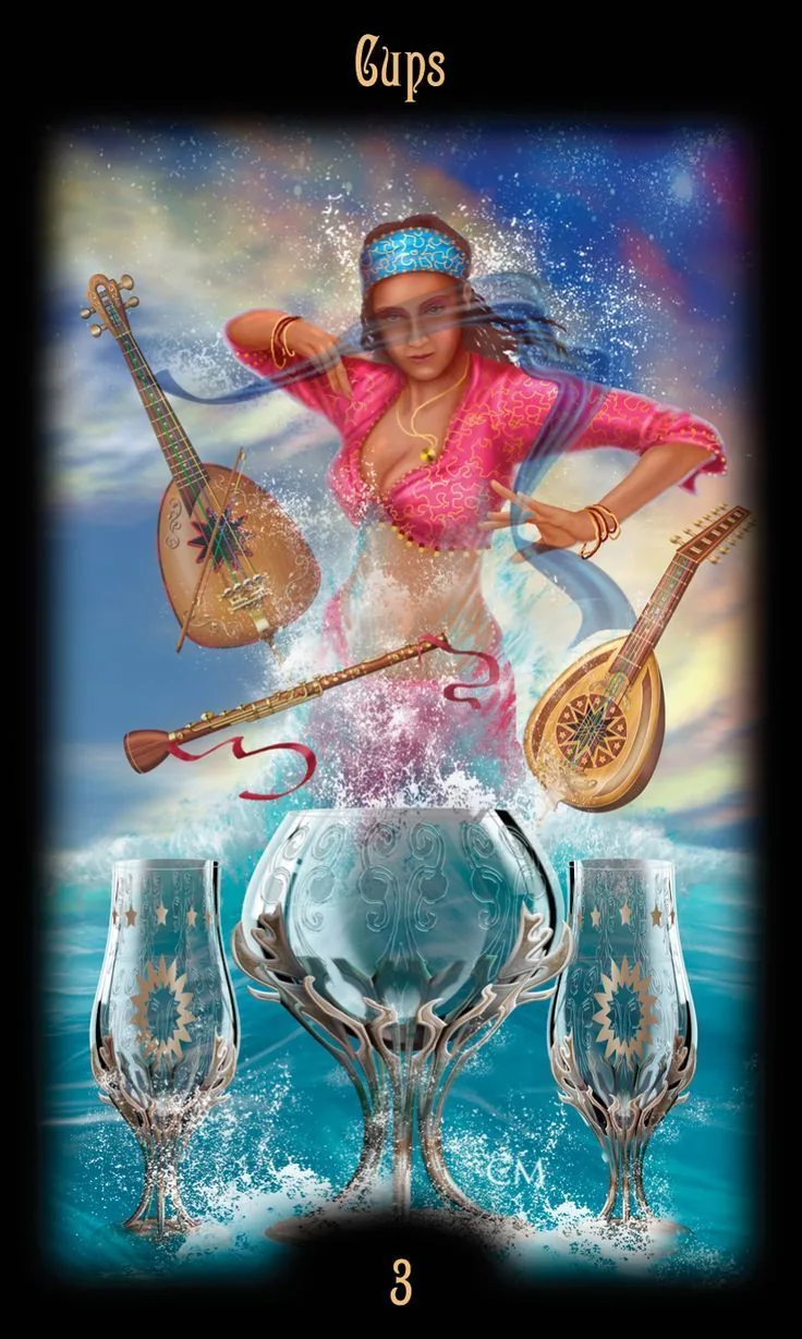 3 of Cups card from the Legacy of the Divine Tarot deck
