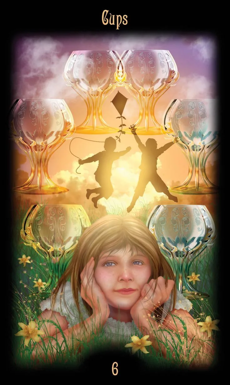 6 of Cups card from the Legacy of the Divine Tarot deck