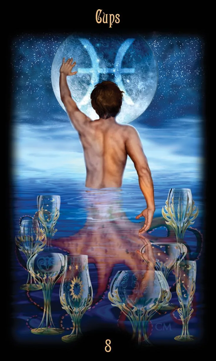 Legacy of The Divine Tarot Review 7 8 of Cups card from the Legacy of the Divine Tarot deck