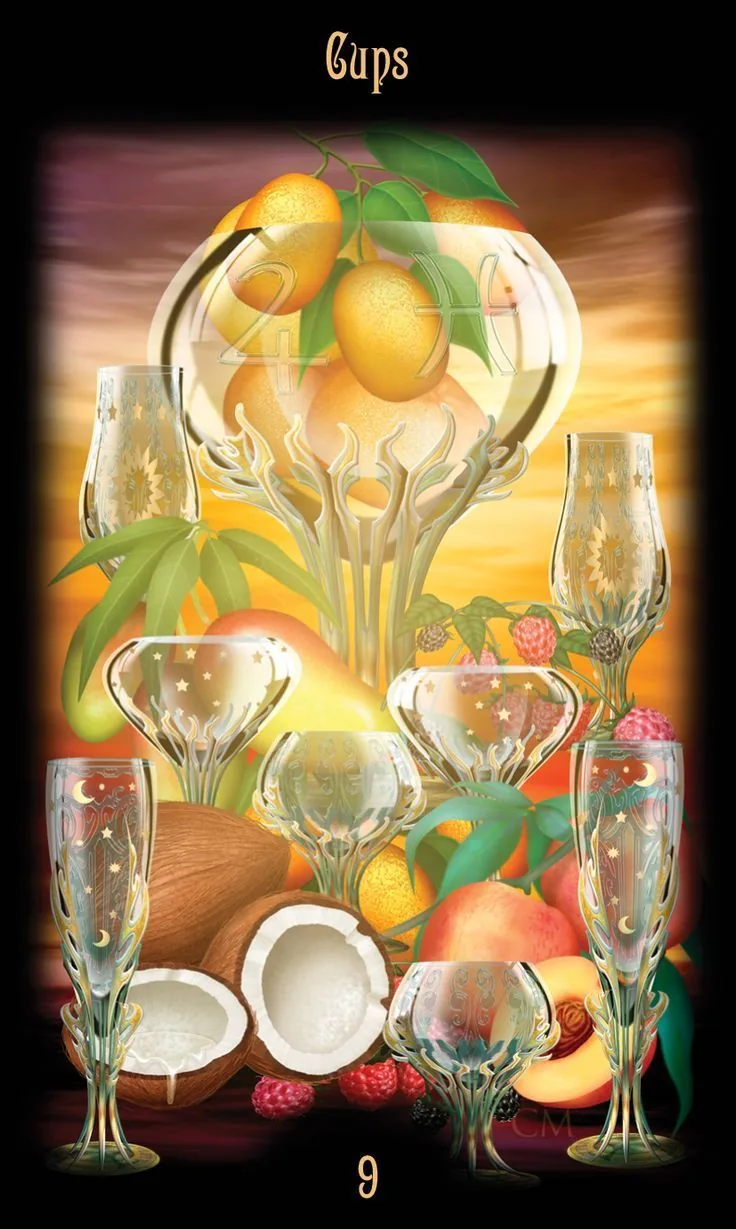 9 of Cups card from the Legacy of the Divine Tarot deck