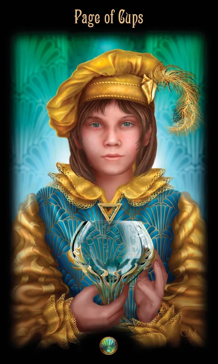 Page of Cups card from the Legacy of the Divine Tarot deck