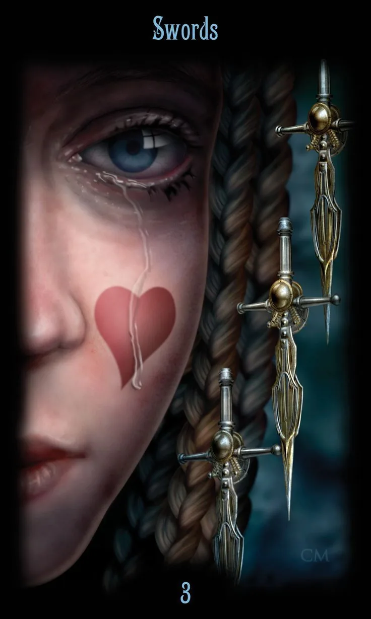 3 of Swords card from the Legacy of the Divine Tarot deck