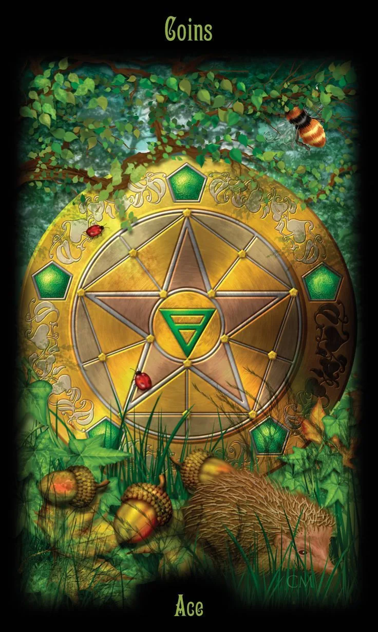 Legacy of The Divine Tarot Review 16 Ace of Coins card from the Legacy of the Divine Tarot deck