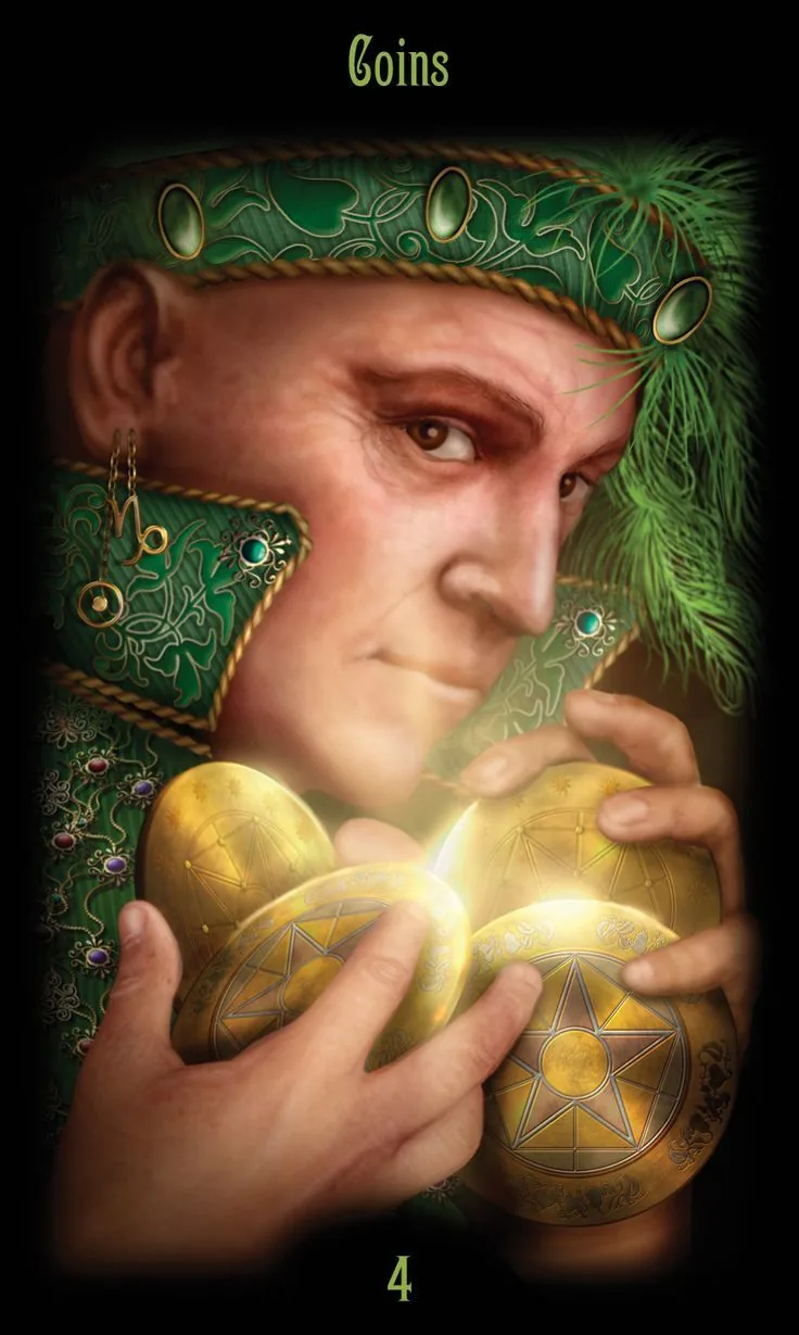 4 of Coins card from the Legacy of the Divine Tarot deck