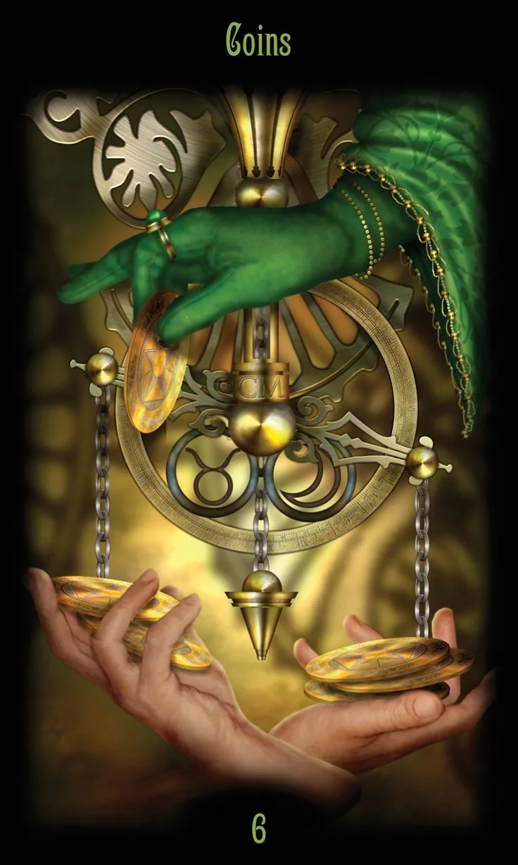 Legacy of The Divine Tarot Review 17 6 of Coins card from the Legacy of the Divine Tarot deck