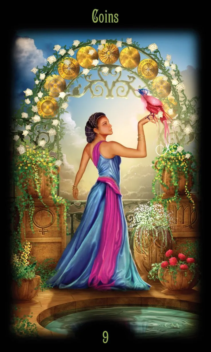 Legacy of The Divine Tarot Review 18 9 of Coins card from the Legacy of the Divine Tarot deck