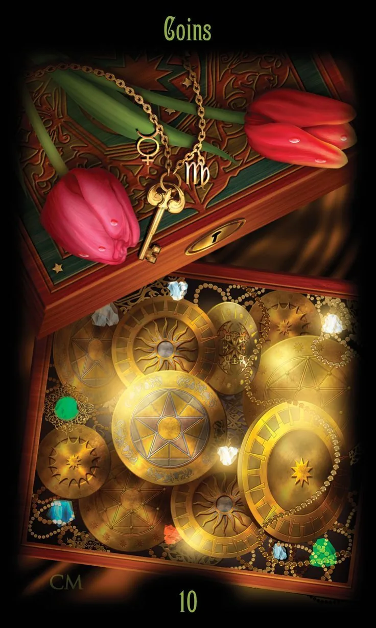 10 of Coins card from the Legacy of the Divine Tarot deck