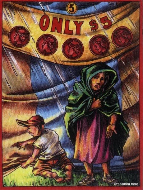 LeGrande Circus Sideshow Tarot Five of Coins card image