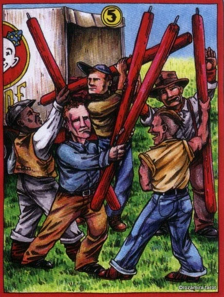 LeGrande Circus Sideshow Tarot Five of Wands card image