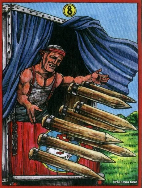 LeGrande Circus Sideshow Tarot Eight of Wands card image