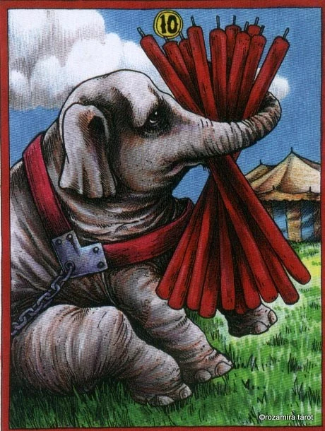 LeGrande Circus Sideshow Tarot Ten of Wands card image