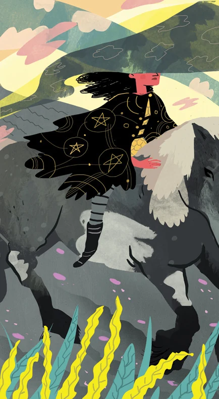 Knight of Pentacles - Light Grey Tarot - Lindsay Nohl