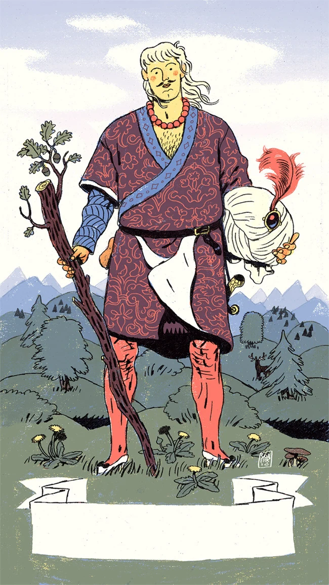 Knight of Wands - Light Grey Tarot - Lindsay Nohl