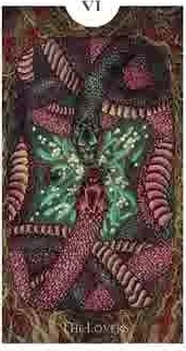 The Lovers card from the Light Grey Tarot deck