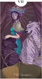 The Chariot card from the Light Grey Tarot deck