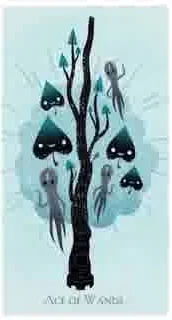 Ace of Wands card from the Light Grey Tarot deck